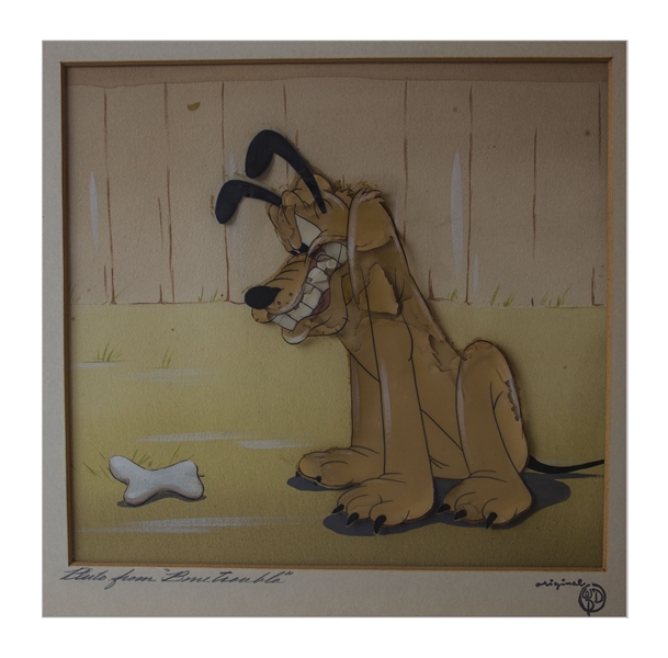 Disney Animation Cel of Pluto From ''Bone Trouble'' in 1940 -- With Courvoisier Galleries Label